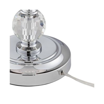 Olivia 28 1/4" Tall Traditional Glam End Table Lamp Clear Crystal Single Gray Shade Living Room Bedroom