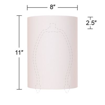 Set of 2 Drum Lamp Shades White Small 8" Top x 8" Bottom x 11" High Spider with Replacement Harp and Finial Fitting