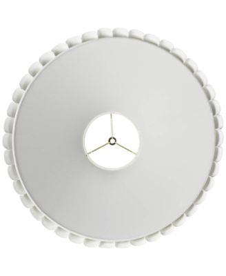 Set of 2 Box Pleat Empire Lamp Shades Antique White Large 7" Top x 20.5" Bottom x 10.75" High Spider Harp and Finial