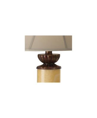 Traditional Table Lamp with Nightlight 28.5" Tall Bronze Onyx Column Off White Bell Shade for Living Room Family Bedroom