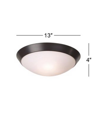 Davis Modern Ceiling Light Flush Mount Fixture 13" Wide Oil Rubbed Bronze 2-Light Frosted Glass Dome Shade for Bedroom Kitchen Hallway