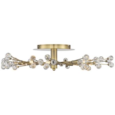 LED Brass 10-Light Crystal Berry 27.5" Wide Modern Fixture Ceiling Light Semi Flush Mount