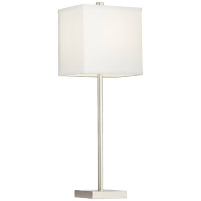 Franco Modern Table Lamps 26 1/2" High Set of 2 Brushed Nickel with USB Charging Ports White Square Shade for Bedroom Living Room Desk