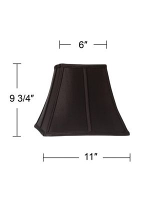 Small Square Curved Black Lamp Shade 6" Top x 11" Bottom x 9.75" Height (Spider) Replacement with Harp and Finial