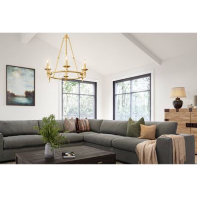 Warm Antique Brass Wagon Wheel Chandelier 28" Wide Farmhouse Rustic 6-Light Fixture for Dining Room Living House Foyer Kitchen Island Entryway