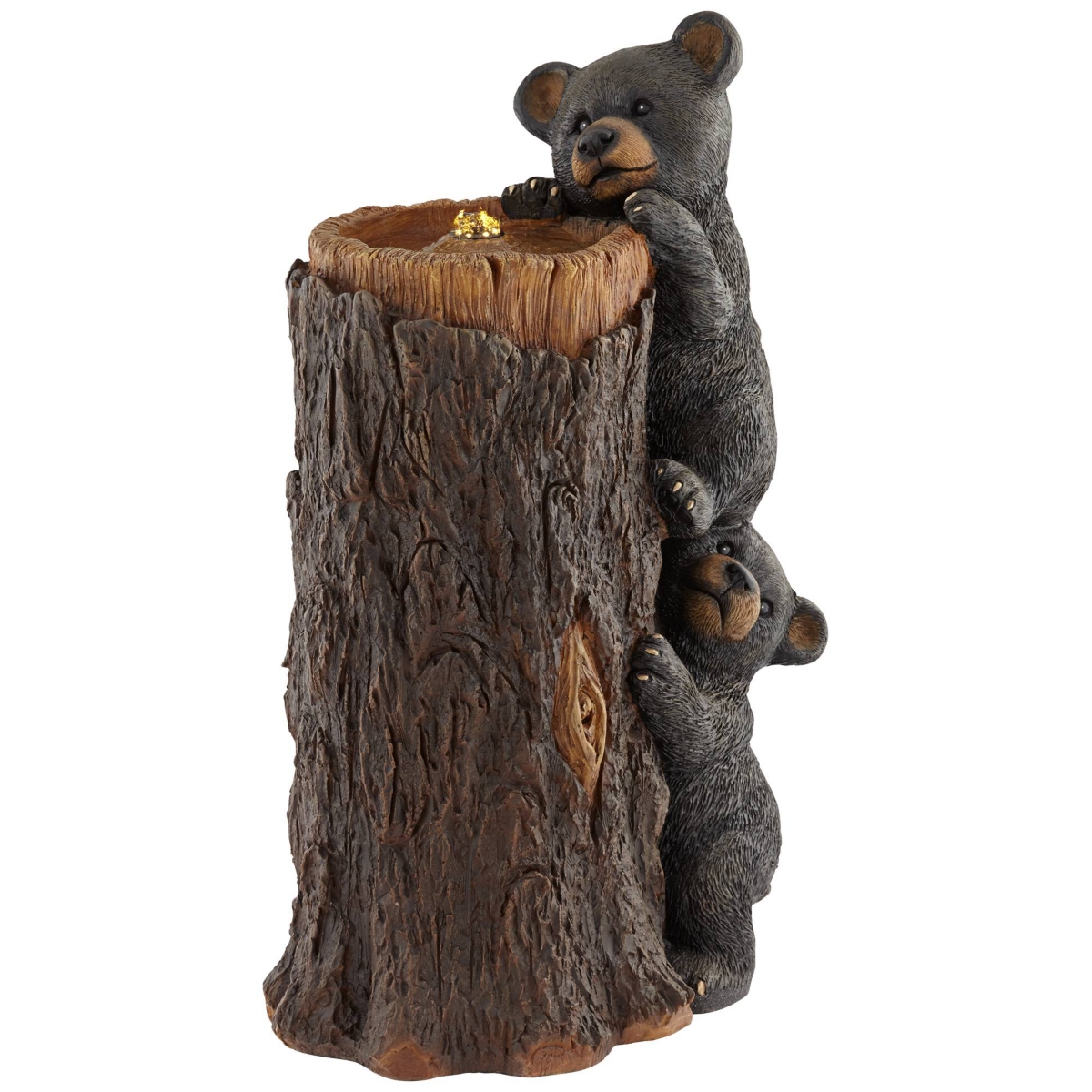John Timberland Bears on Log Rustic Natural Cottage Lodge Outdoor Bubbler Fountain with Light Led 28 1/2