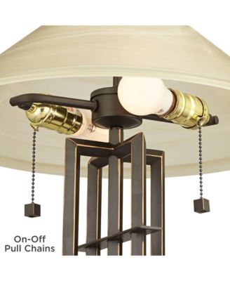 Metro Mission Accent Table Lamp 23 1/2" High Bronze Cone Alabaster Art Glass Shade for Bedroom Living Room Bedside Nightstand Kids