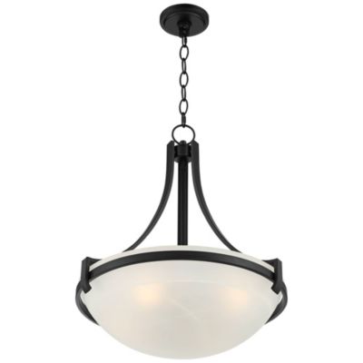 Marmelized Black Metal Pendant Chandelier 20" Wide Modern Marbleized Glass Bowl Shade Fixture for Dining Room House Foyer Entryway Kitchen Bedroom Living Room High Ceilings