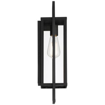 Jericho Modern Outdoor Wall Light Fixture Textured Black Metal 19" Clear Glass Panel for Post Exterior Barn Deck House Porch Yard