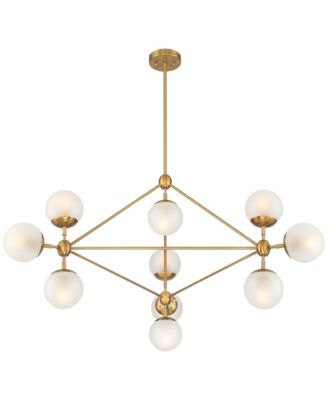 Gable Soft Gold Hanging Chandelier Lighting 40.50" Wide Mid Century Modern Sputnik Frosted Glass Globe Shade 10-Light Fixture for Dining Room House Foyer Entryway Kitchen - Possini Euro Design