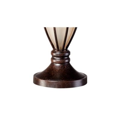 Mission Table Lamp with Nightlight 33" Tall Champagne Glass Brushed Iron Cage Beige Fabric Shade for Living Room Family