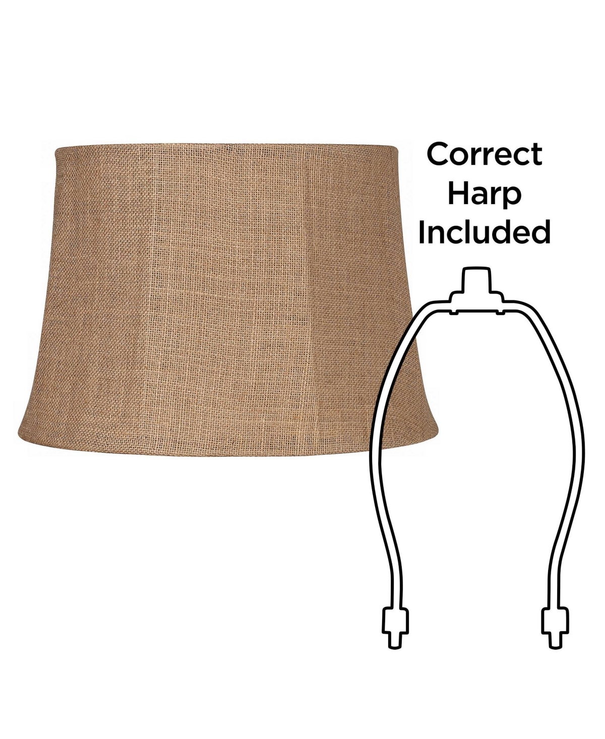 Springcrest Natural Burlap Medium Drum Lamp Shade 13" Top x 16" Bottom x 11" Slant x 10.75" High (Spider) Replacement with Harp an
