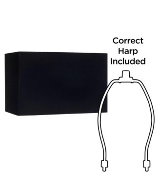 Black Medium Rectangular Hardback Lamp Shade 16" Wide x 8" Deep x 10" High (Spider) Replacement with Harp and Finial
