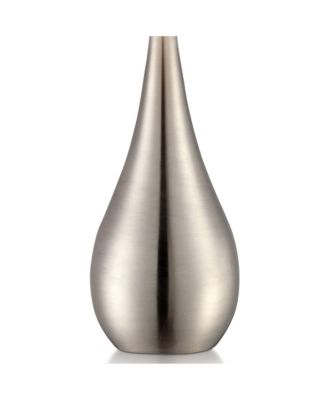 Modern Accent Table Lamp 21" High Brushed Nickel Metal Teardrop White Cylinder Shade for Bedroom Living Room House Bedside Nightstand