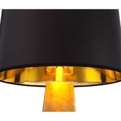Obelisk Modern Table Lamp 26" High Gold Leaf Tapered Column Black Paper Drum Shade for Bedroom Living Room Bedside Nightstand Home