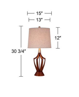 St. Claire Modern Mid Century Table Lamp 30 3/4" Tall Wood Open Vase Taupe Drum Shade for Bedroom Living Room Bedside Nightstand Office