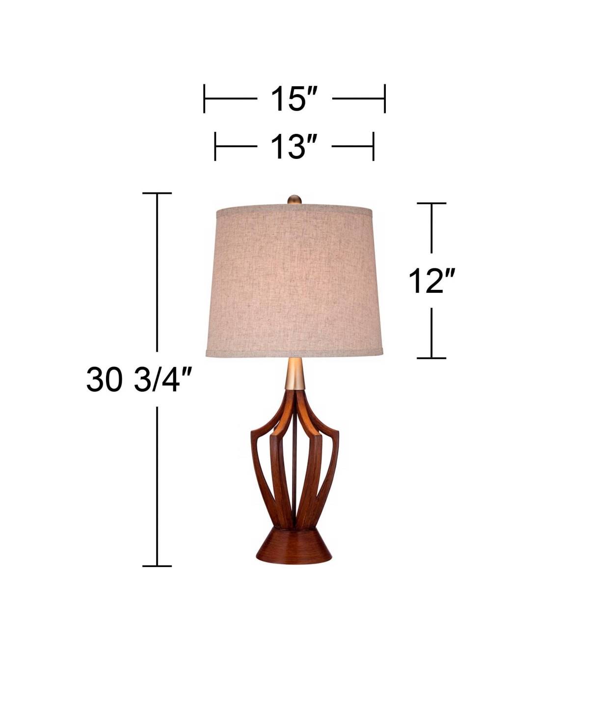 360 Lighting St. Claire Modern Mid Century Table Lamp 30 3/4" Tall Wood Open Vase Taupe Drum Shade for Bedroom Living Room Bedside Nightstand Off
