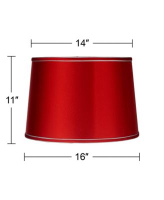 Sydnee Satin Red Medium Drum Lamp Shade 14" Top x 16" Bottom x 11" Slant x 11" High (Spider) Replacement with Harp and Finial