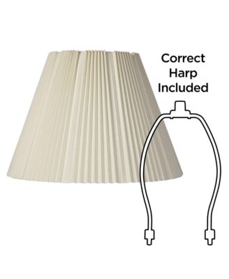 Eggshell Pleated Large Empire Lamp Shade 9" Top x 17" Bottom x 11.75" High x 12.25" Slant (Spider) Replacement with Harp and Finial