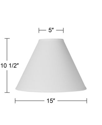 White Linen Medium Chimney Lamp Shade 5" Top x 15" Bottom x 10.5" High x 11.5" Slant (Spider) Replacement with Harp and Finial