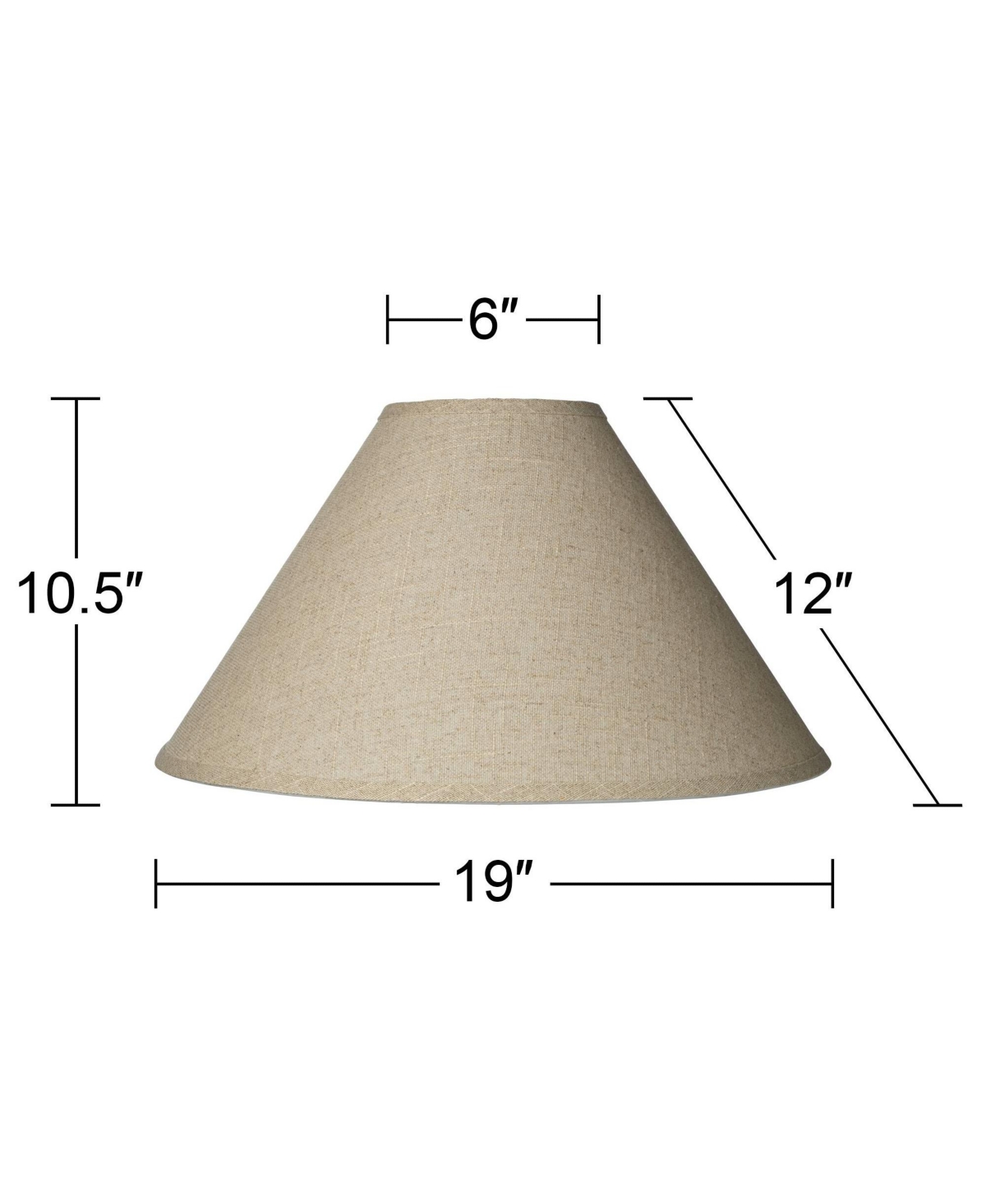 Fine Burlap Large Empire Lamp Shade Top x Bottom x High x Slant (Spider) Replacement with Harp and Finial - Spring crest