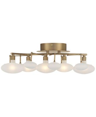 Semi Flush Mount Ceiling Light with Opal Glass Shade 6-Light Fixture for Bedroom or Kitchen