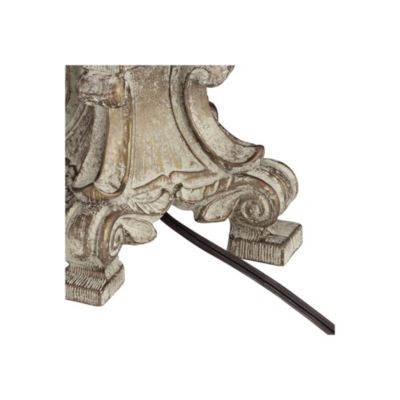 Duval Traditional Table Lamp 34" Tall Distressed Antique White Candlestick Crystal Beige Fabric Bell Shade for Bedroom Living Room Home