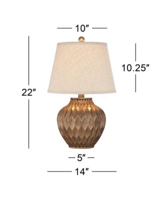 Buckhead Modern Accent Table Lamp 22" High Warm Bronze Brown Sculptural Geometric Drum Shade for Bedroom Living Room Bedside Nightstand
