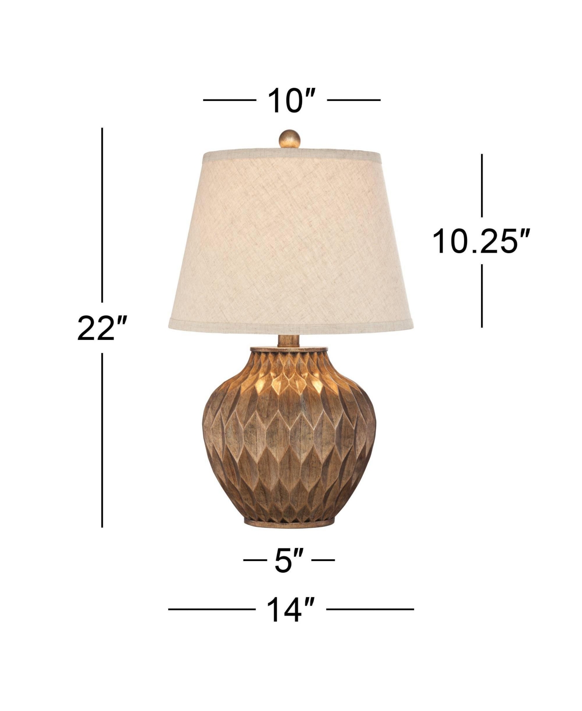 Buckhead Modern Accent Table Lamp High Warm BronzeSculptural Geometric Textured Urn Tapered Fabric Drum Shade Bedroom Living Room House Hom