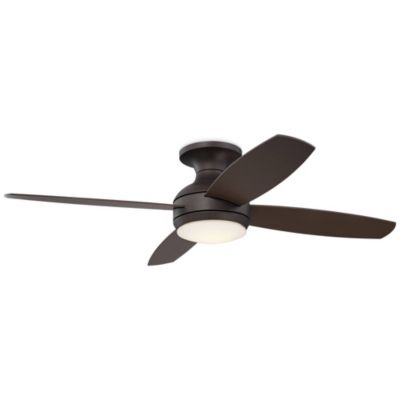 52" Casa Elite Mid Century Modern Indoor Ceiling Fan 4 Blade LED Light Remote Control Oil Rubbed Bronze Finish Hugger