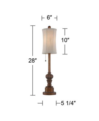 Traditional Buffet Table Lamps 28" Tall Set of 2 Warm Brown Wood Tone Fabric Drum Shade for Dining Room