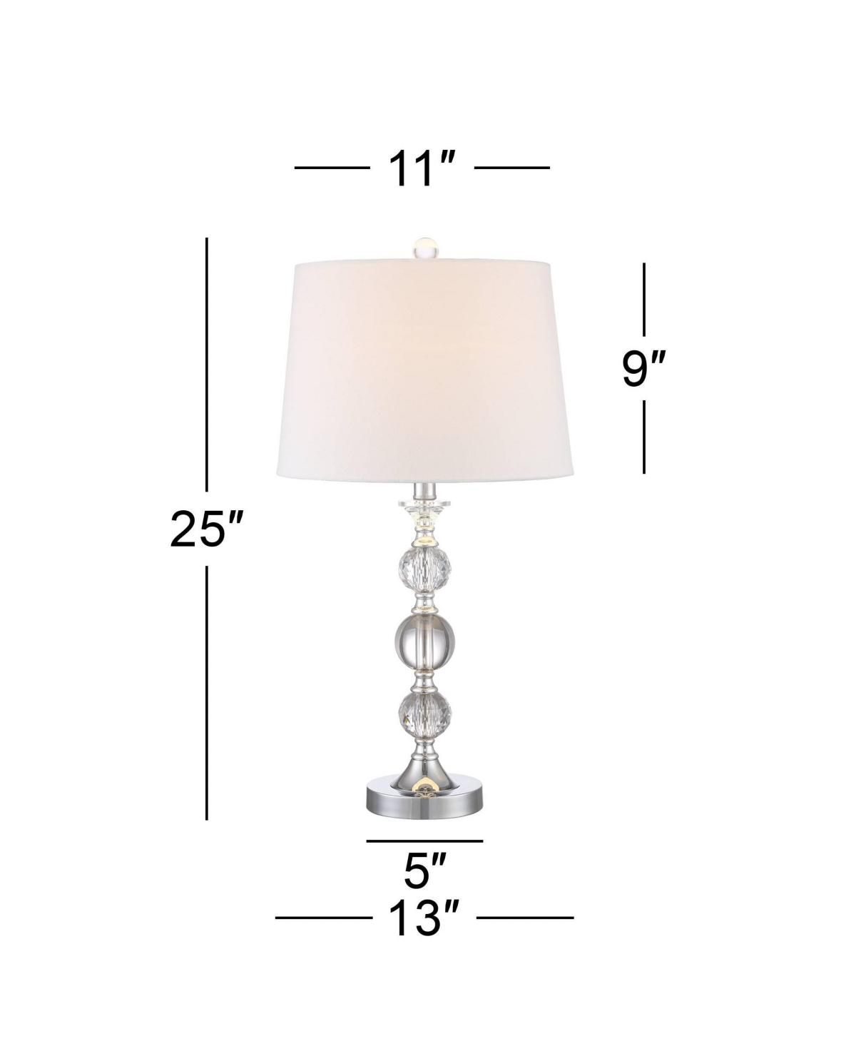 Solange High Modern Glam Luxury Table Lamps Set of 2 Silver Finish Stacked Crystal White Shade Living Room Bedroom Bedside Nightstand House Office