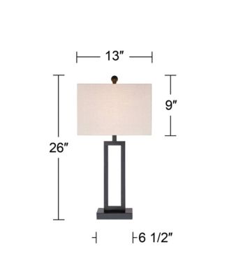 Aston 26" High Open Rectangle Modern Table Lamp Black Finish Metal Single Off-White Shade Living Room Bedroom Bedside