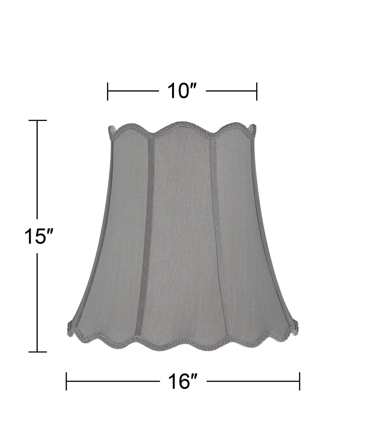 Morell Gray Medium Scallop Bell Lamp Shade Top x Bottom x High x Slant (Spider) Replacement with Harp and Finial - Springcrest