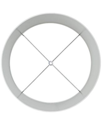 White Fabric Medium Drum Lamp Shade 15" Top x 16" Bottom x 11" High (Spider) Replacement with Harp and Finial