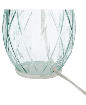 Modern Accent Table Lamps 14 3/4" High Set of 2 Diamond Blue Green Glass Fabric Drum Shade for Bedroom Bedside Office (Color May Vary)