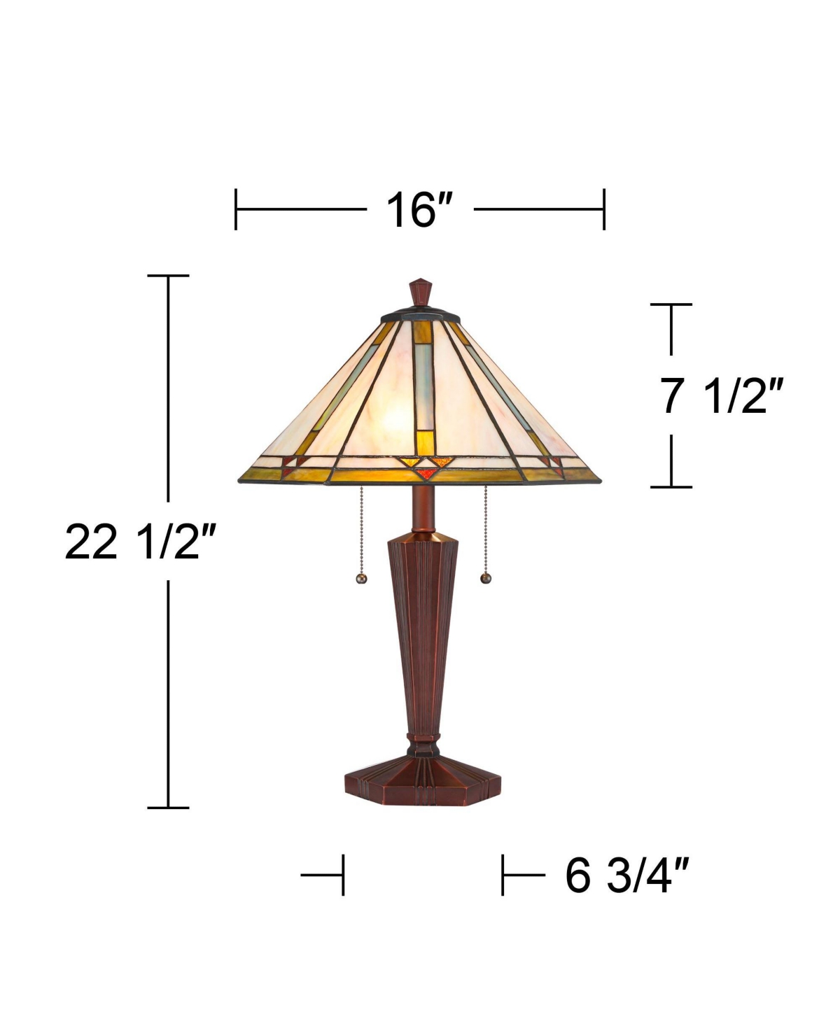 Land ford Traditional Mission Tiffany Style Accent Table Lamp High BronzeMetal Antique Glass Art Shade Decor for Living Room Bedroom Hous