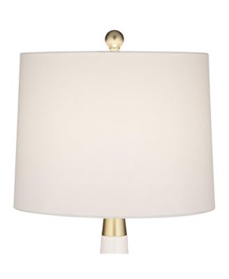 Nesbit 25" High Mid Century Modern Table Lamps Set of 2 USB Port White Gold Ceramic Metal Living Room Charging