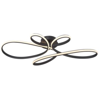 Helix Modern Semi Flush-Mount Ceiling Light Sand Black Dimmable LED Twisting 36 1/2" Wide Kitchen Living Room