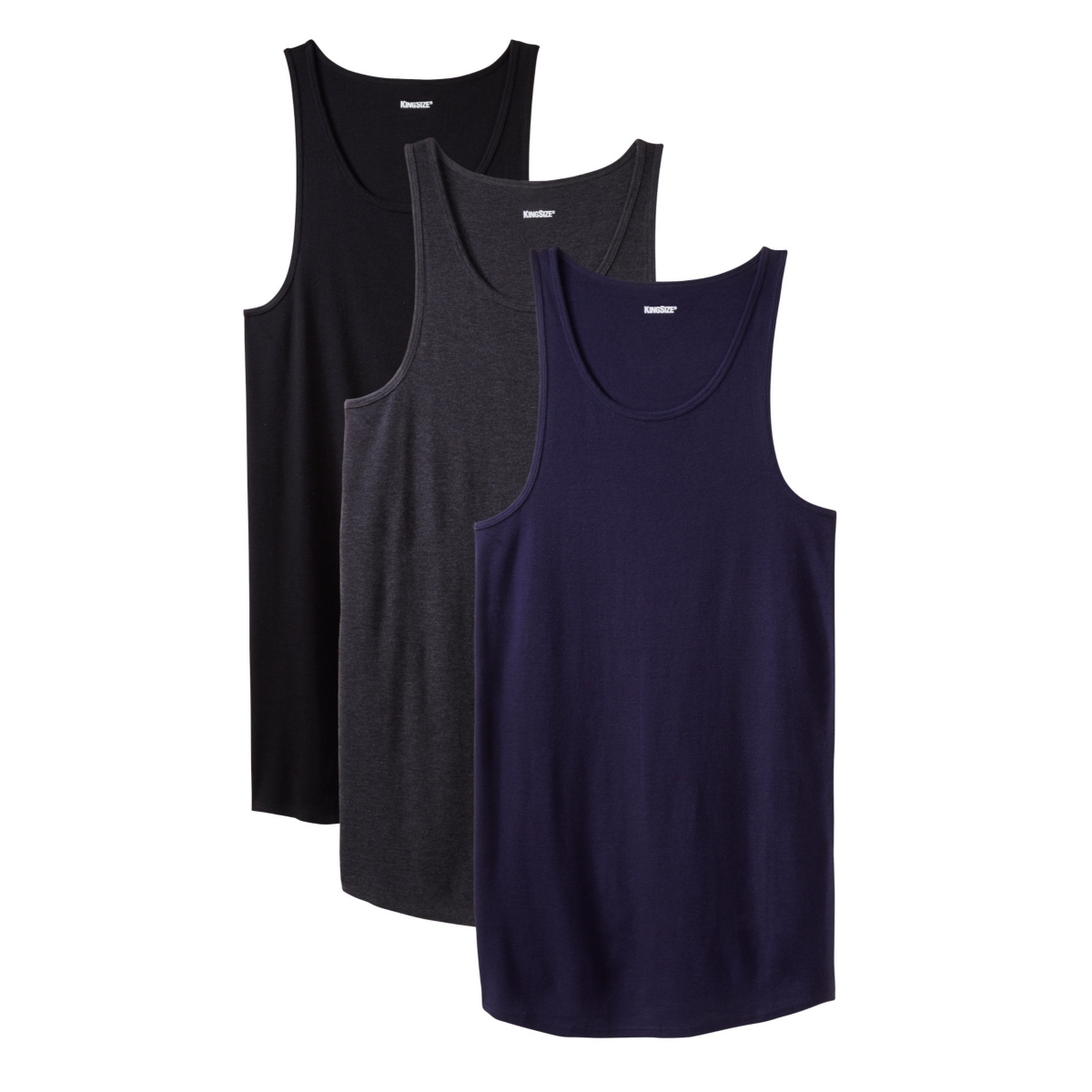 KingSize Big & Tall 3-Pack Ribbed Cotton Tank Undershirt - Assorted basic