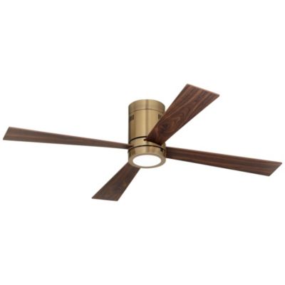 52" Revue Modern Indoor Hugger Ceiling Fan with LED Light Remote Control Bronze Soft Brass Walnut Opal Glass for Living Room Kitchen House