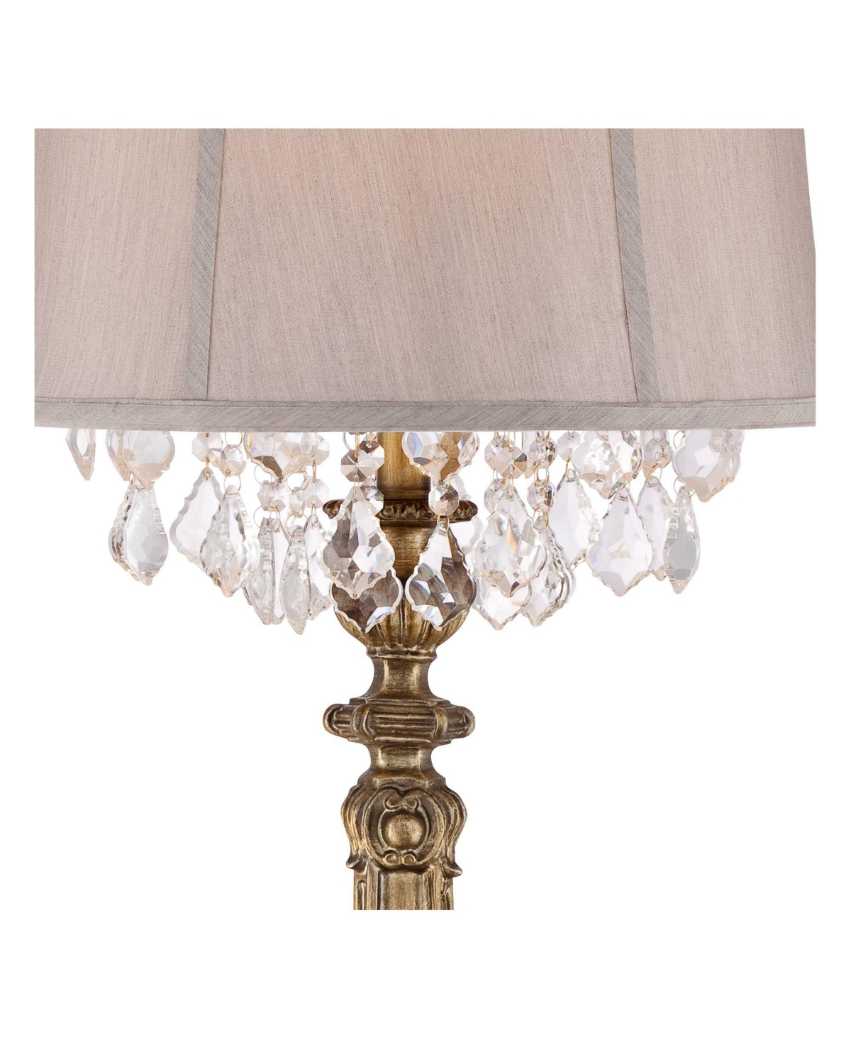 Barnes and Ivy Dubois Traditional French Country Console Table Lamp Tall AntiqueCrystal Chandelier Drum Shade Decor for Living Room Bedro