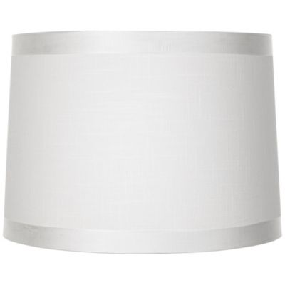 Set of 2 White Fabric Medium Drum Lamp Shades 13" Top x 14" Bottom x 10" High (Spider) Replacement with Harp and Finial