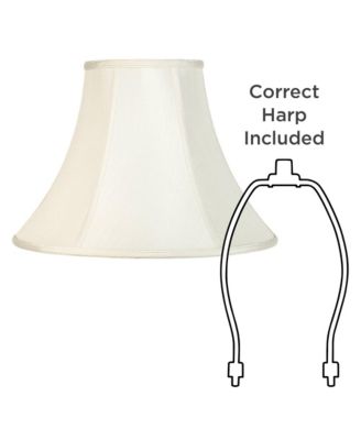 Imperial Shade Set of 2 Bell Lamp Shades Cream Medium 7" Top x 16" Bottom x 12" High Spider Replacement Harp and Finial Fitting