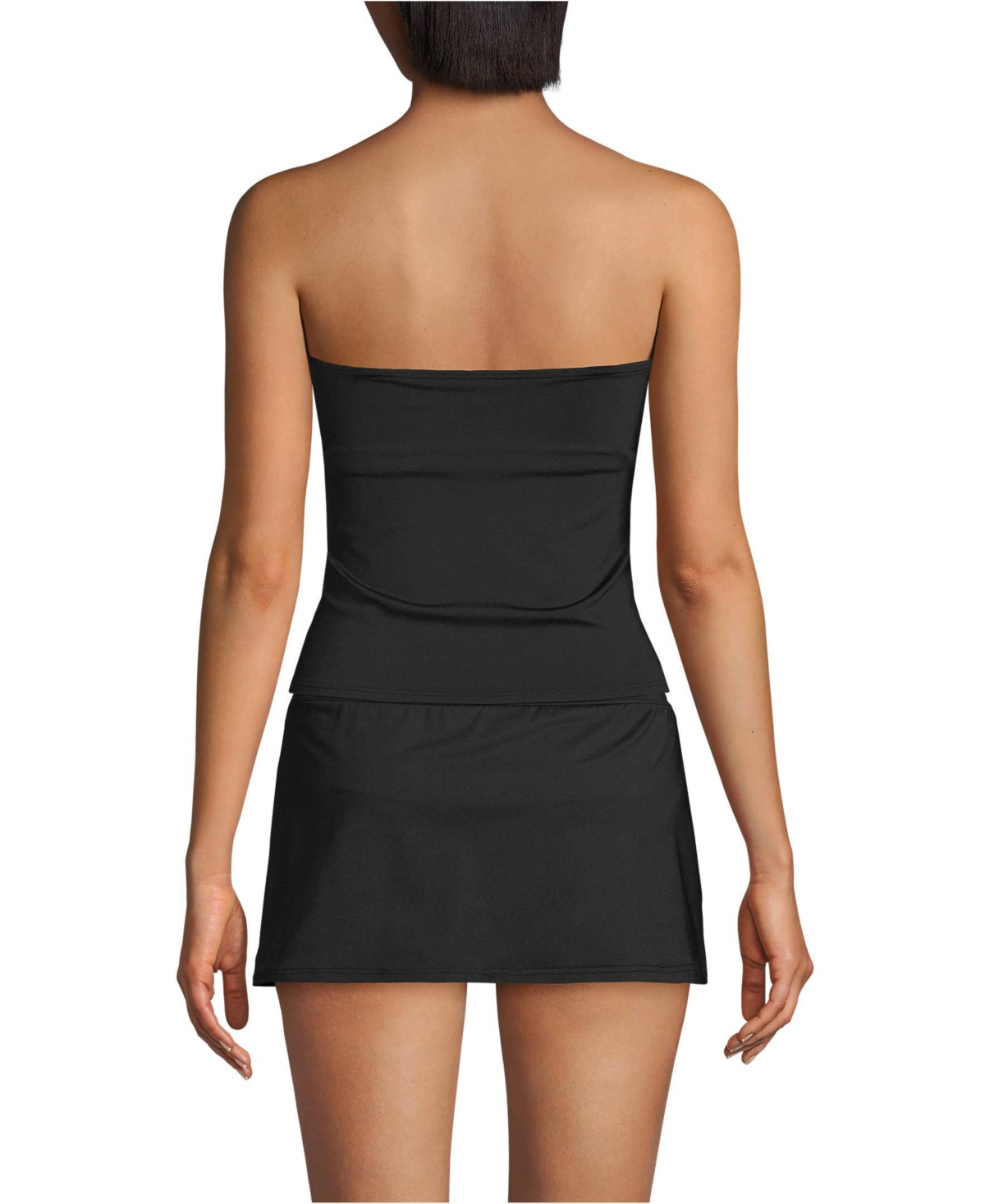 Women's D-Cup Bandeau Tankini Swimsuit Top - Black