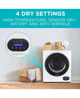 BLACK+DECKER Compact Clothes Dryer, 1.5 Cu. Ft. 850W Electric Dryer, 120V Vented Portable Dryer