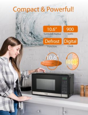 Countertop Microwave Oven 0.9 Cu. Ft. 900W, Stainless Steel.