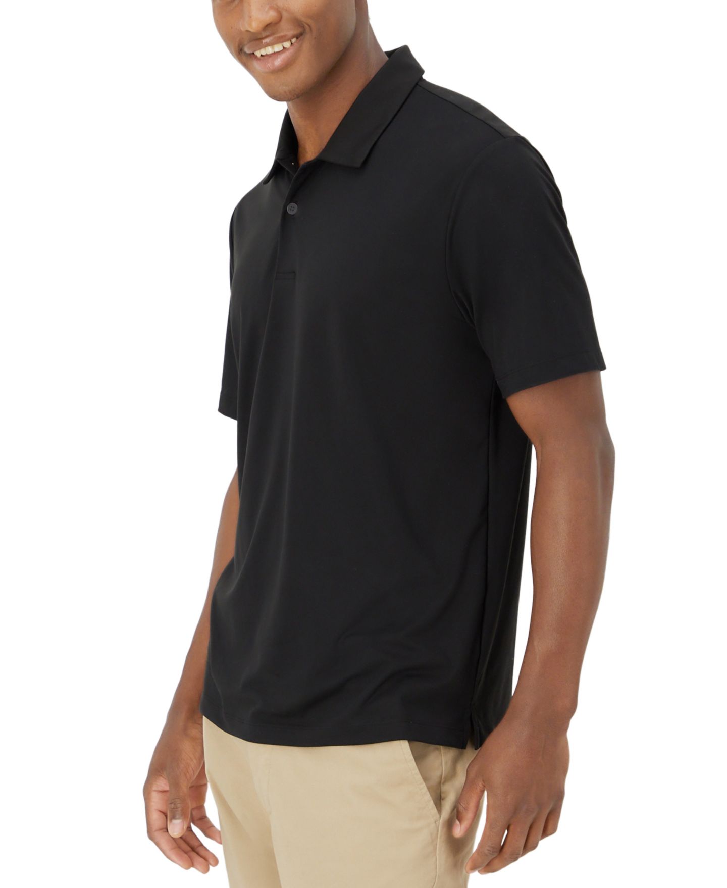 Мужское поло Hanes Moves Performance Short Sleeve Polo, цвет: Чёрный — фото 4