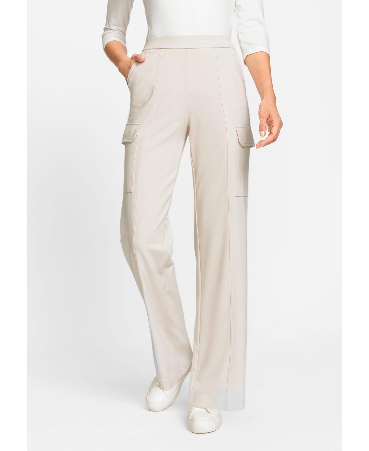 Olsen Anna Fit Wide Leg Jersey Knit Cargo Trouser Pant