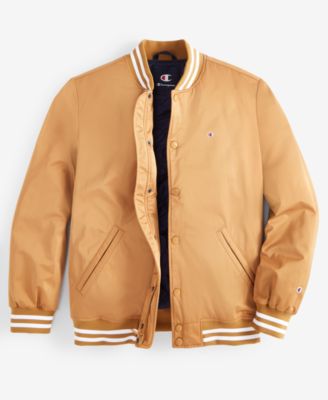 Men's Classic Logo Striped-Trim Varsity Jacket